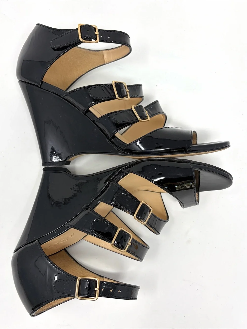 J. Crew Made In Italy Patent Leather Strappy Wedge 8